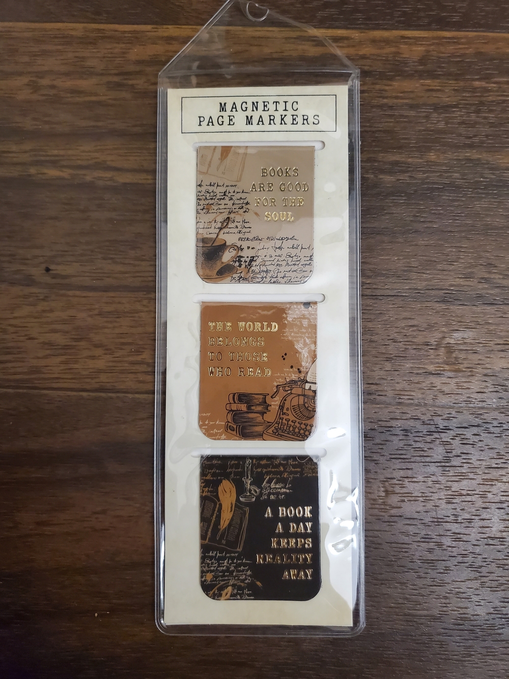 Magnetic Page Markers Set — Brown, Black & Tan Book Quote Designs